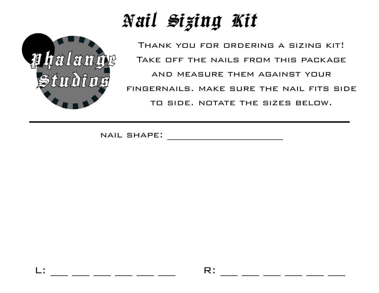 Nail Sizing Kit